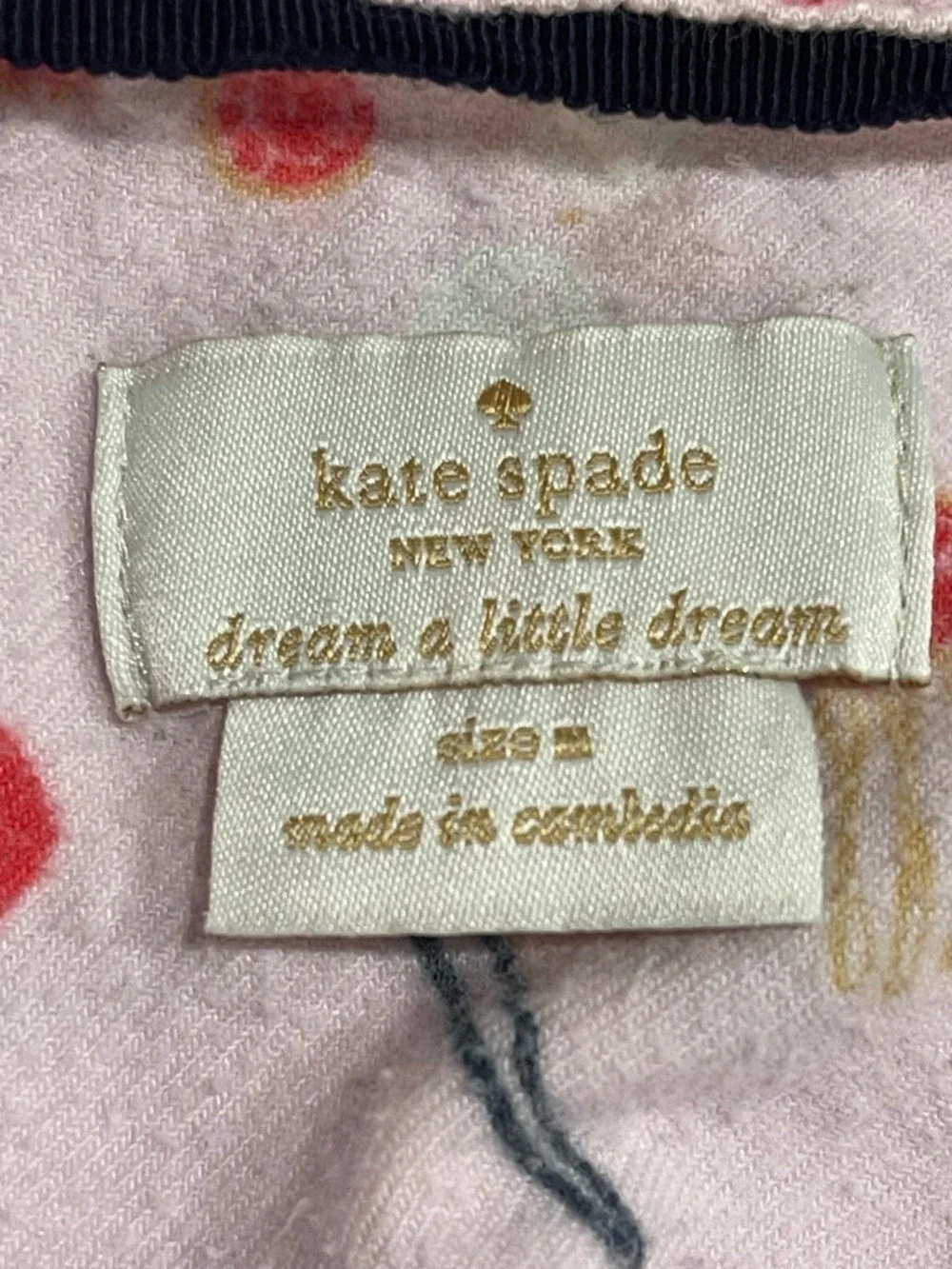 Kate Spade 2 PC Flannel Pajama Set Lipstick Bows Flowers SZ M Pink Black